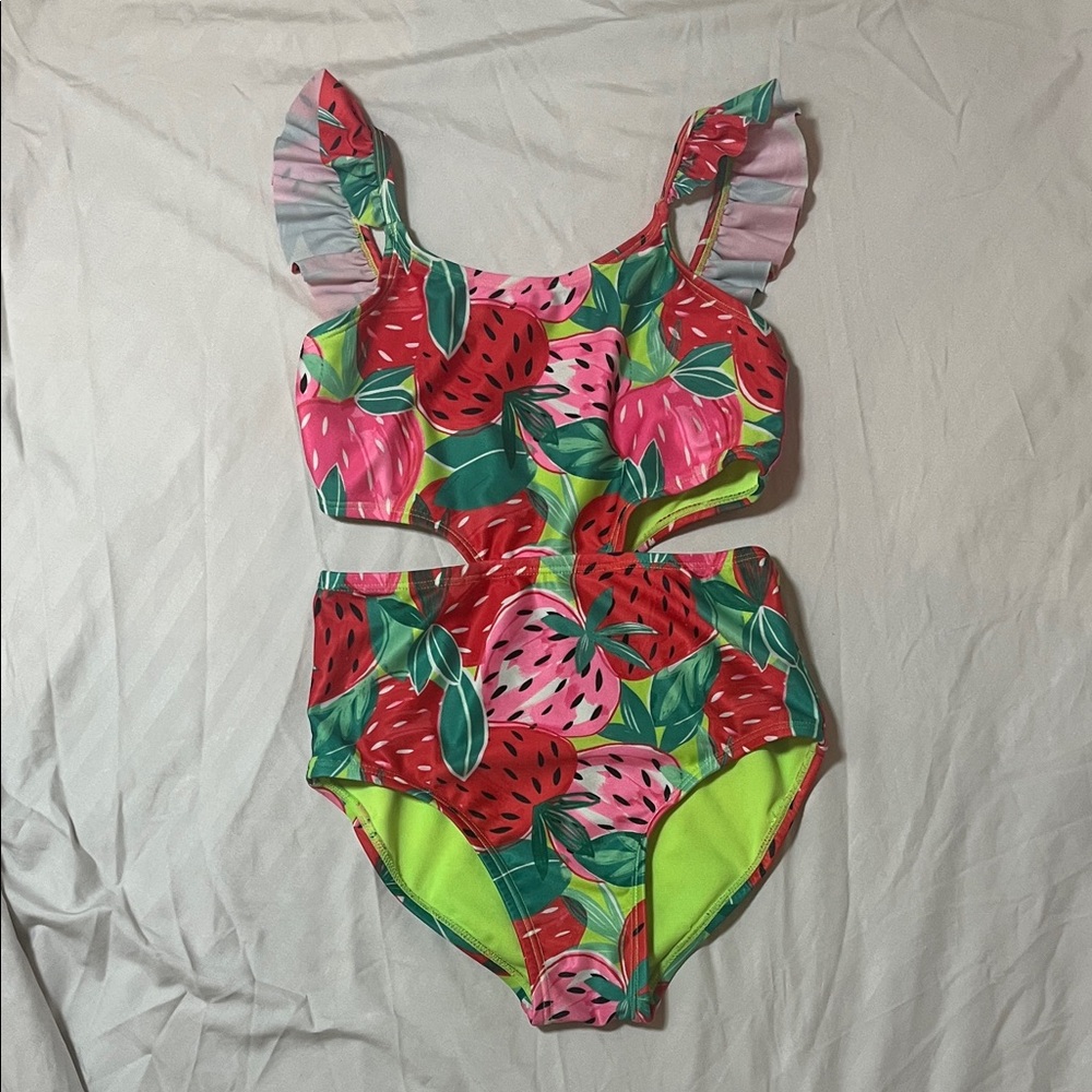 Cat & Jack Pink and Green Kids Swim One Piece